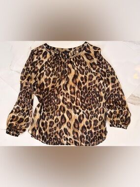 Banana Republic Leopard Print Blouse in Brown and Black